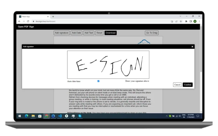 Front Page 19 Salesforce E-sign app